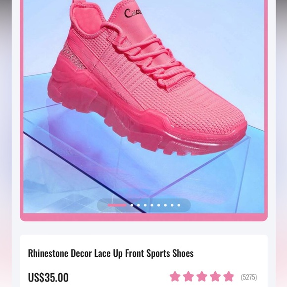 NWOT Pink Rhinestone Running Sneakers - Picture 5 of 9